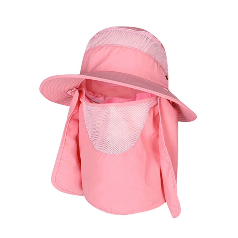 Summer Quick dryng Sun protection fisherman cap withFace Neck protection outdoor fishing bike removable Three-use men Visor hat: Pink