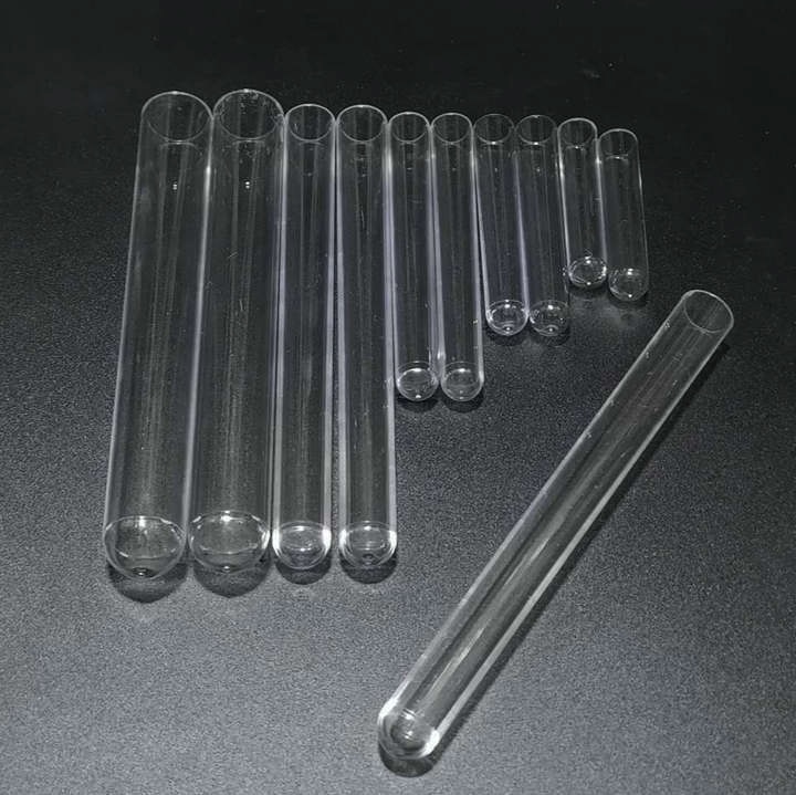 12 stk / lot slags glas reagensglas med rund bund til skole / laboratorieglasvarer