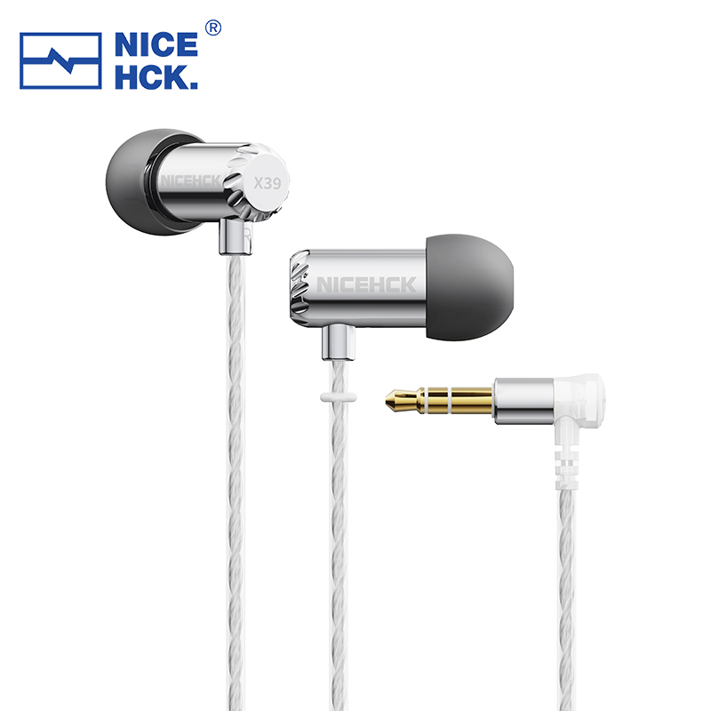 NICEHCK X39 IEM Aluminium Shell HIFI Microfoon Oordopjes 6mm Titanium Plated Dynamische Headset Bass Vocal DJ In-ear Oortelefoon: Blauw
