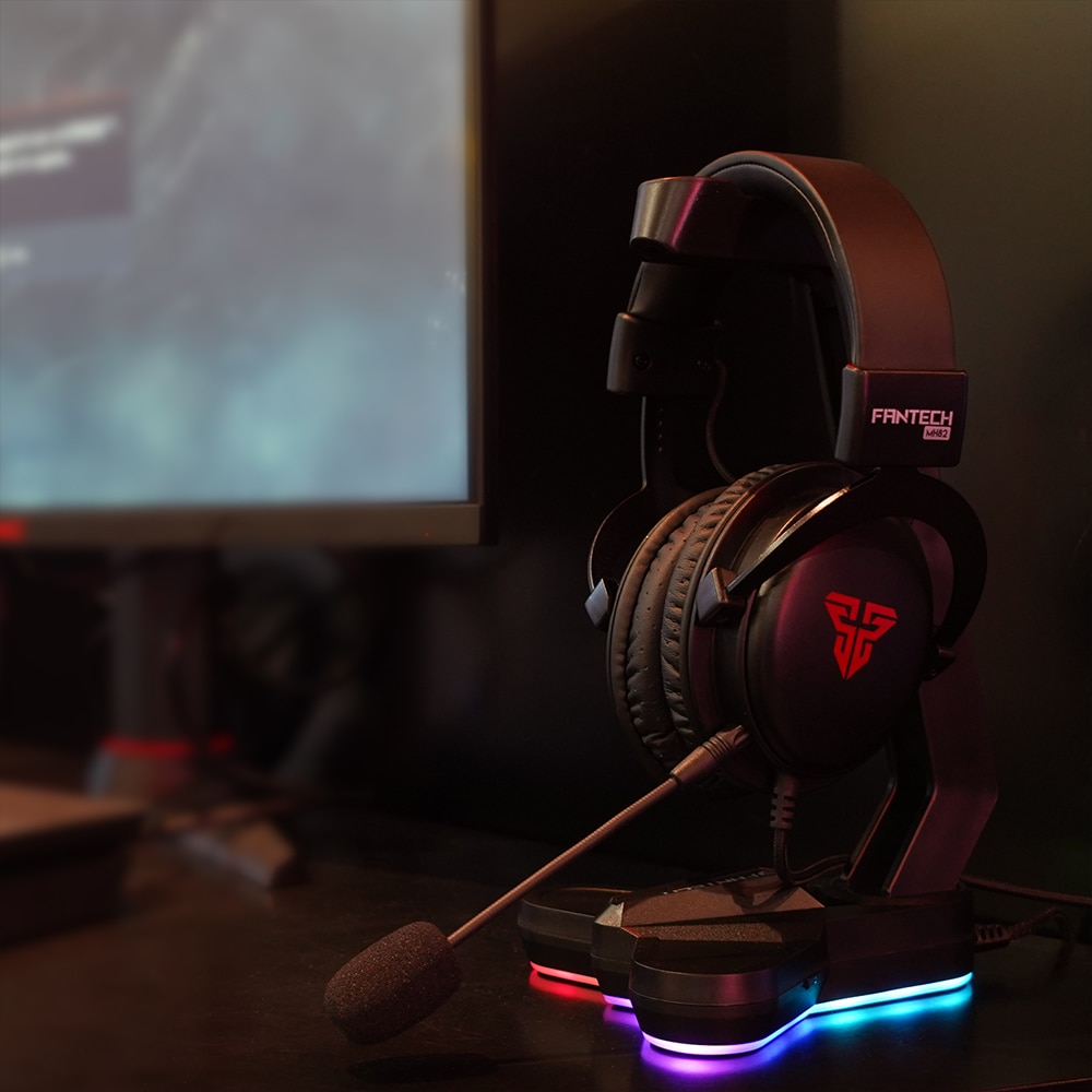 Fantech rgb hörlursställ gaming multifunktions headsetfäste universal hörlurshållare för spelare hörlurar display hylla