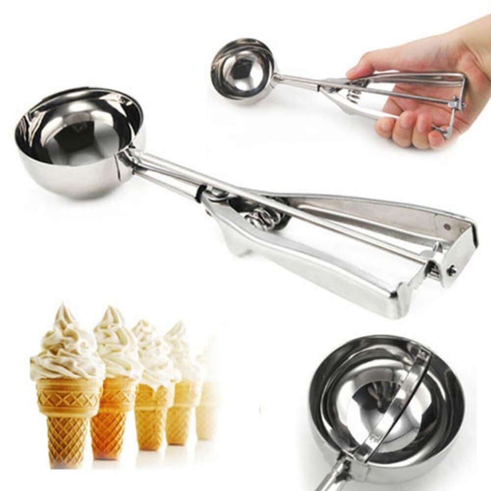 Silver Kitchen Ice Cream Scoop Potato Scoop Stainless Steel Spoon Ice Cream Making Ball Maker Kitchen Accessories