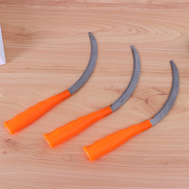 4Pcs Stainless Steel Serration Sickle Agricultural Gardening Crooked Sickle Plastic Handle Sharp Reaping Hook for Cultivating