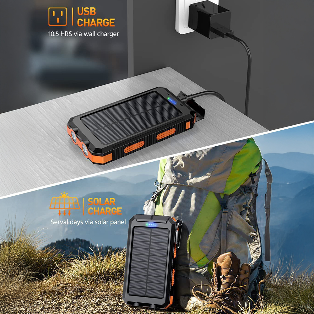 Solar Power Bank 80000mAh Portable Charging Poverbank External Battery Charger Strong Light LDE Light for All Smartphones