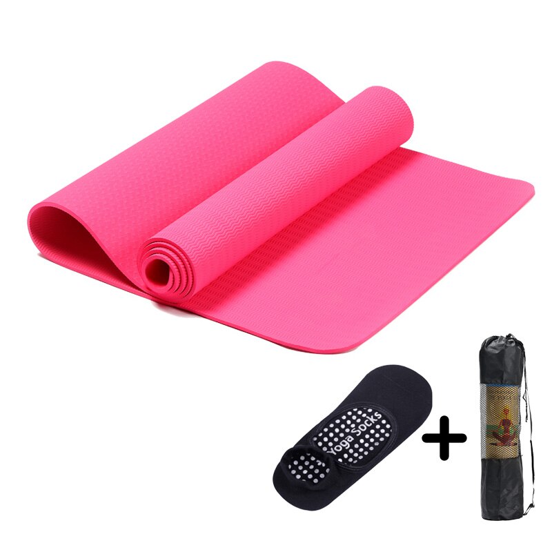 183*61*0,6 cm estera de Yoga TPE alfombra elástica antideslizante esteras de Pilates gimnásticas para el deporte al aire libre ejercicio Fitness gimnasio almohadilla insípida: Pink