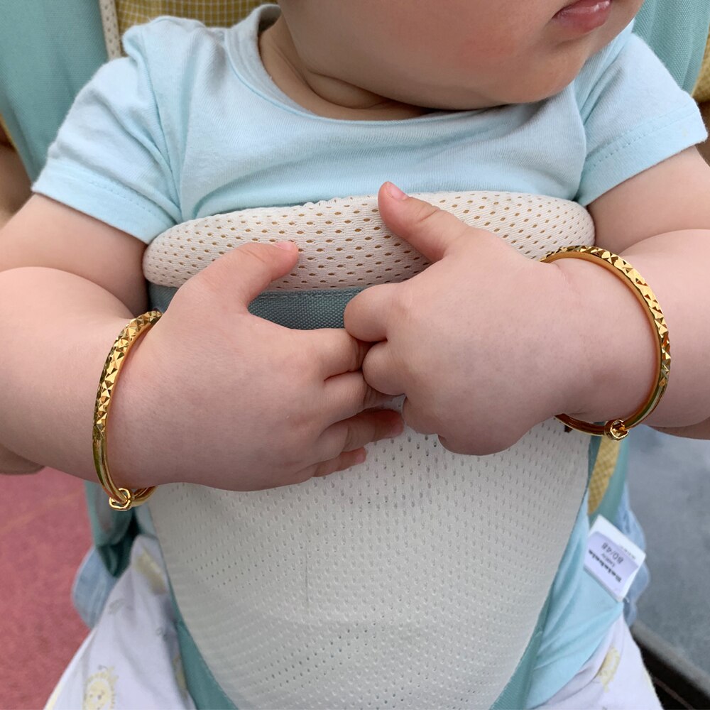 Ethlyn 2 teile/los 0-3 Jahre Baby Schmuck Einstellbare Langlebige Gold Farbe Baby Armreifen Armband Schmuck B140