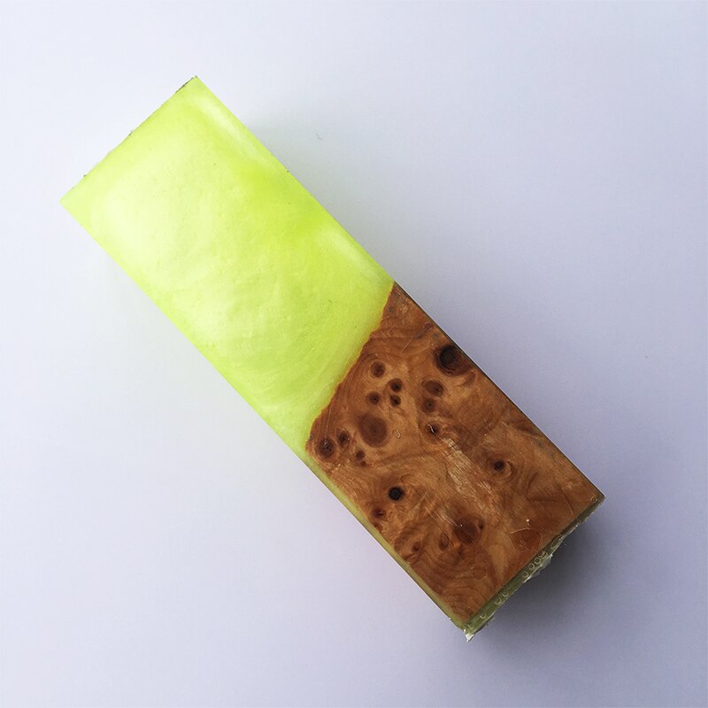 1piece Resin Knife Handle Material for DIY Knife Handle Making Resin Mixed Burlap Wood Plate Material: 1pcgreen 105X34X27mm