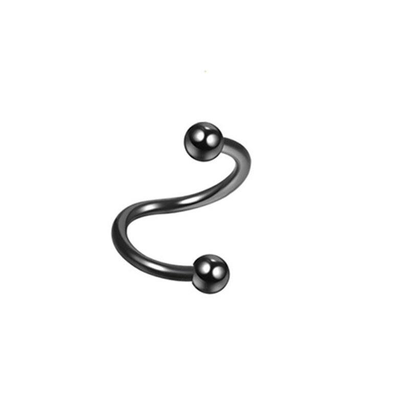 1/2 stücke S Form Nase Ring Edelstahl Bar Spirale Twister Tragus Ohr Piercing Helix Körper Schmuck Piercing ohr: black spherical