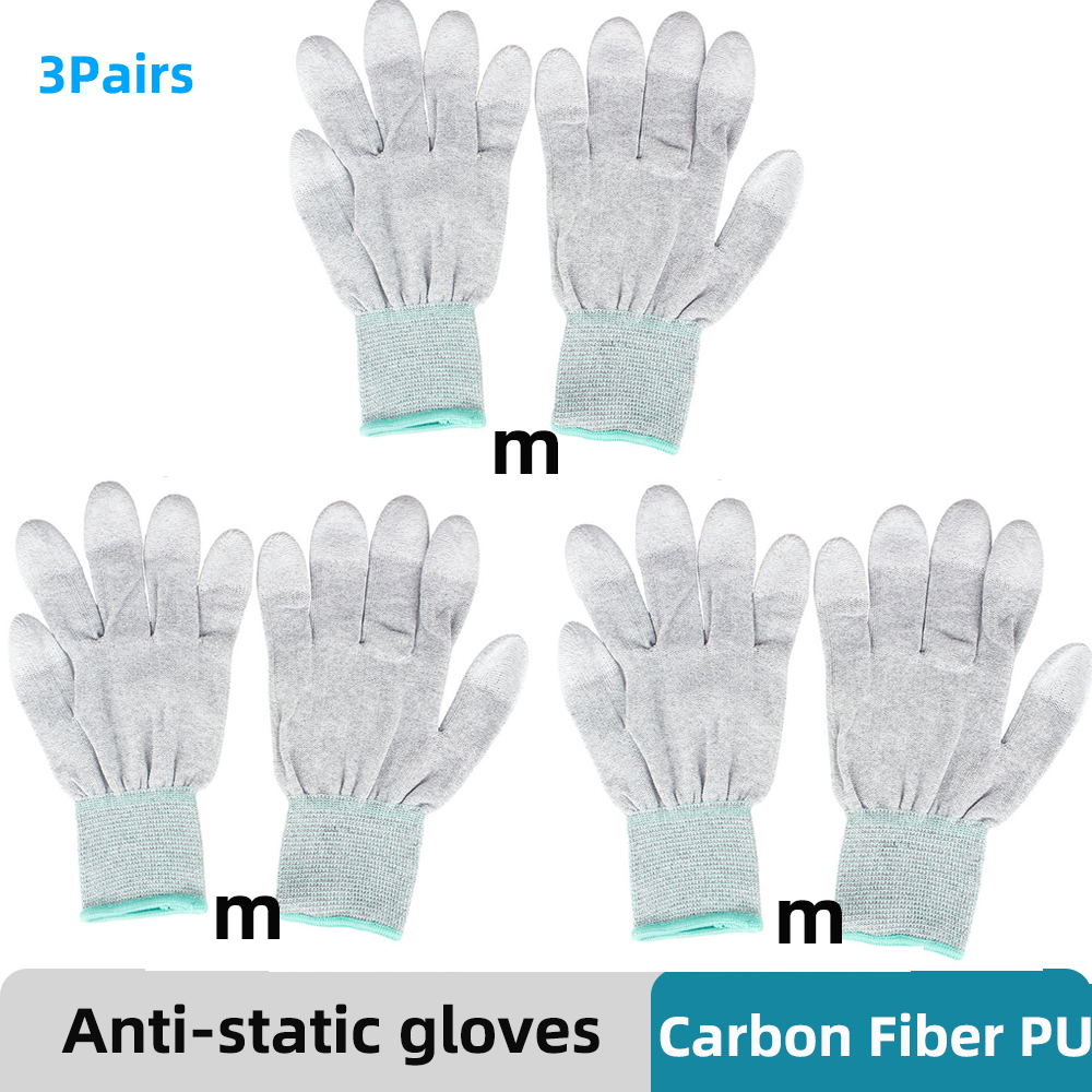 Handy Reparatur Carbon Faser Handschuhe PU Isolierung Beschichtung Finger Anti Statische Handschuhe ESD Elektronische WorkingTablets Fix Werkzeuge: YCN3-3Pairs 3M