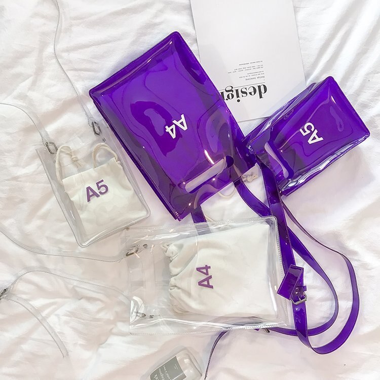 Bolsas transparentes para mujeres de letras A4 A5 bolsos de playa nuevos bolsos de mensajero de mujer bolsos bandolera bolsos de hombro