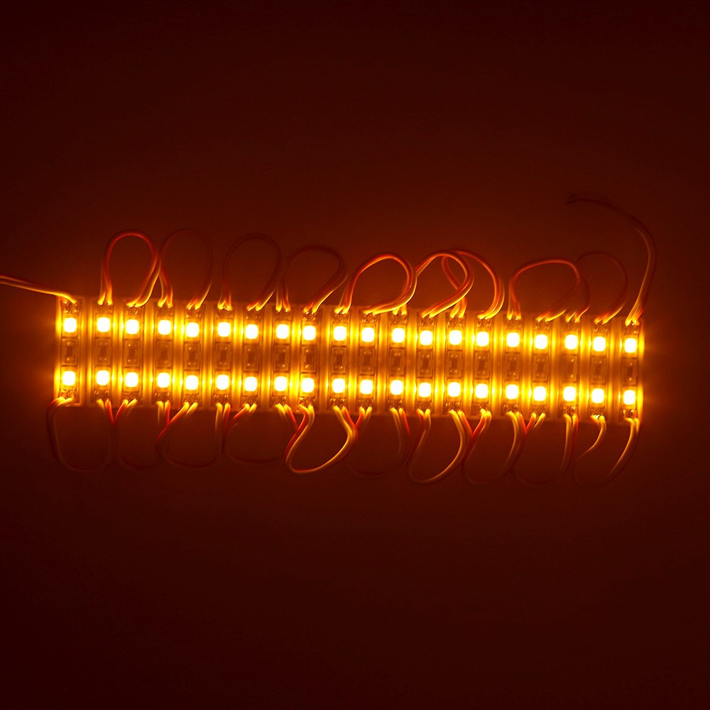 20 piezas-módulo de luz LED de tamaño pequeño, 2835 SMD, 2 LED DC12V, resistente al agua IP65, módulo de iluminación de fondo para tienda, lámparas de tira: YELLOW