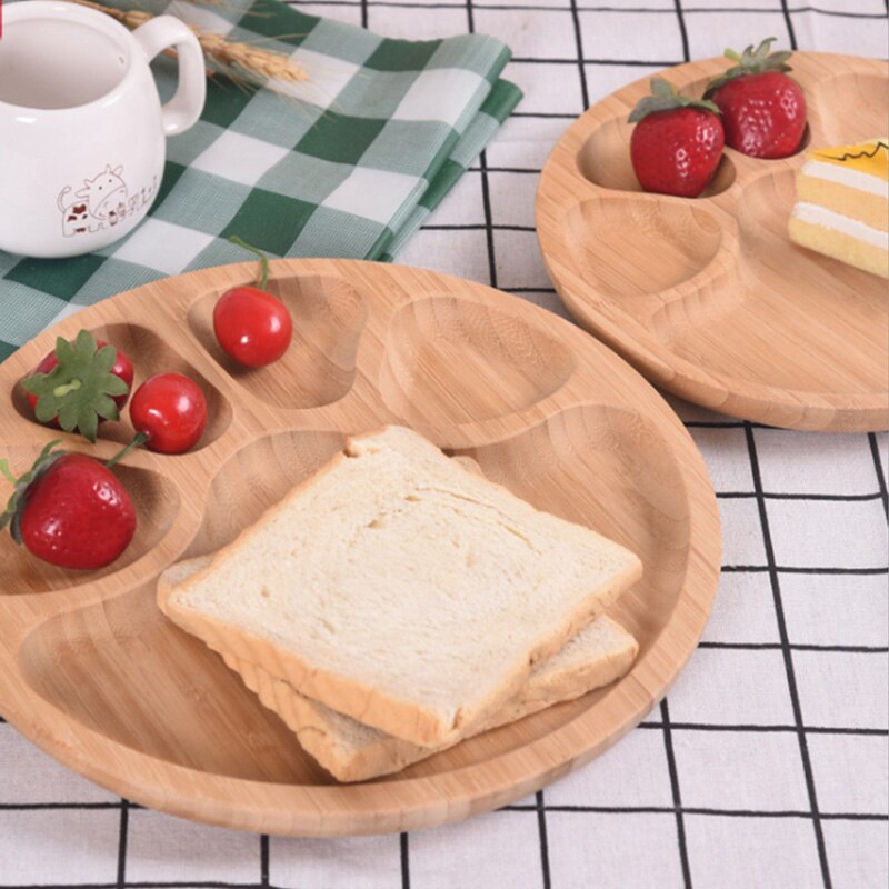 Japanese Style Bamboo Grid Plate Wood Fruit Dessert Bread Cake Plate Bowl complementary Food Plate Barbecue Plate