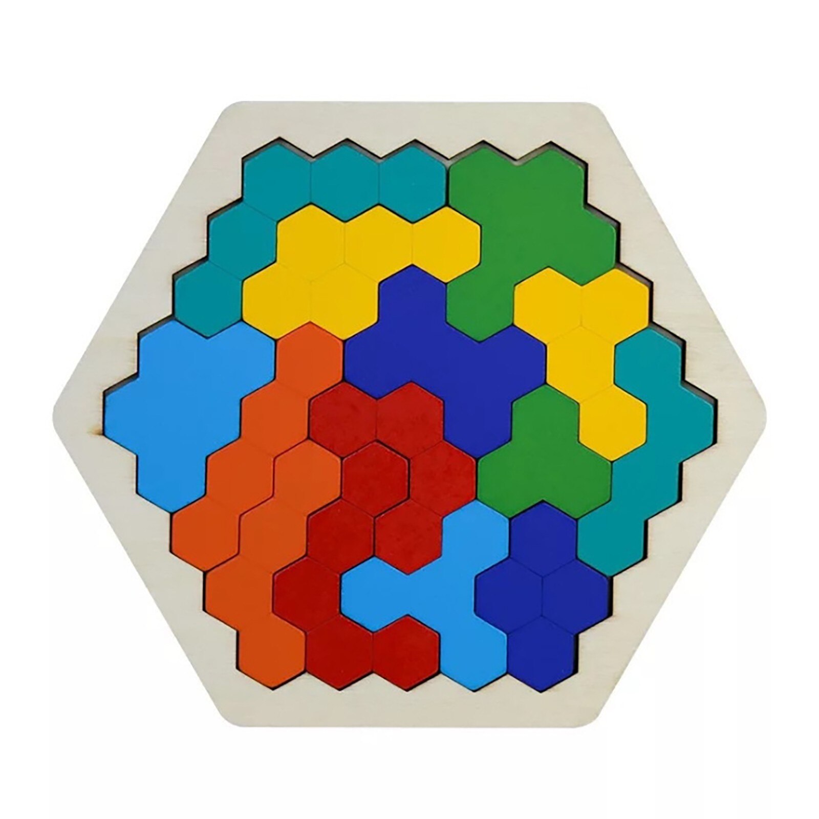 Kids Adult Multicolor Wooden Hexagon Puzzle Toy Honeycomb Shape Tangram Puzzle Toys Geometry Logic Iq Game Toddlers Toys