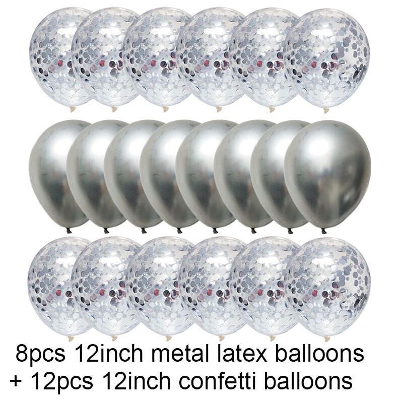 Sølv og hvide balloner konfetti balloner fødselsdagsfest dekorationer voksen latex ballon romantisk hvid bryllup tema luftkugle: Stil 1