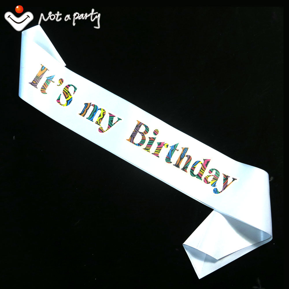 Weiß Band lustige bunte druck Frauen schärpe männer glücklich geburtstag 18 21 30 40 50 prinzessin mädchen jungen Veranstaltung Party für erwachsene