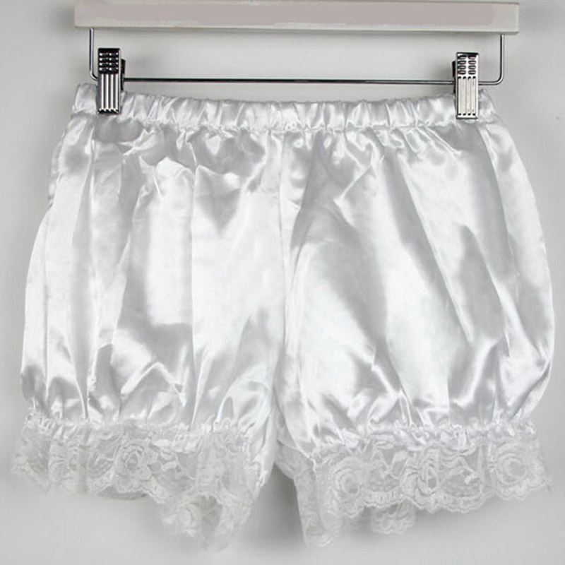 Drawers satin pumpkin pants petticoat small costume White ladies free size (white)