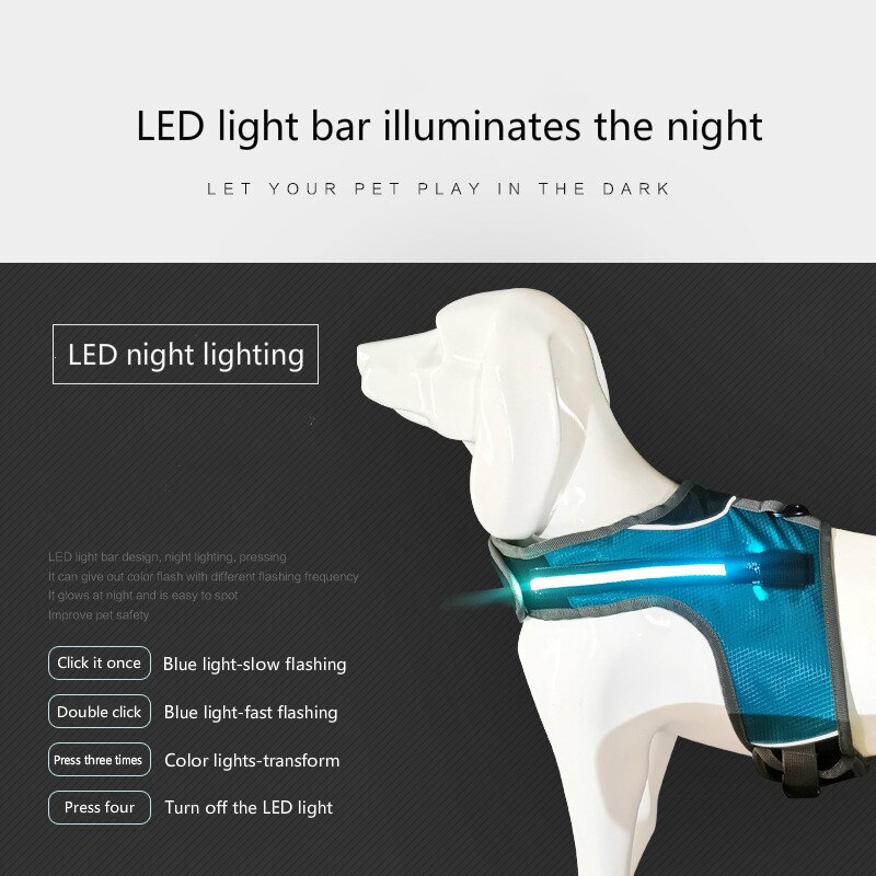 Led -valoiset koiran valjaat sytyttävät koiran rintahihnan liivin lemmikkieläinten turvallisuutta heijastavat valjaat kaulus lemmikkiliivi husky -paimenen labradorille