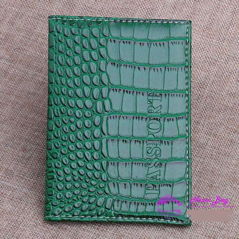 Crocodile Pattern Travel Passport Cover Russia Women Pu Leather Cover on The Passport Case Passport Travel Organizer Paspoort: green