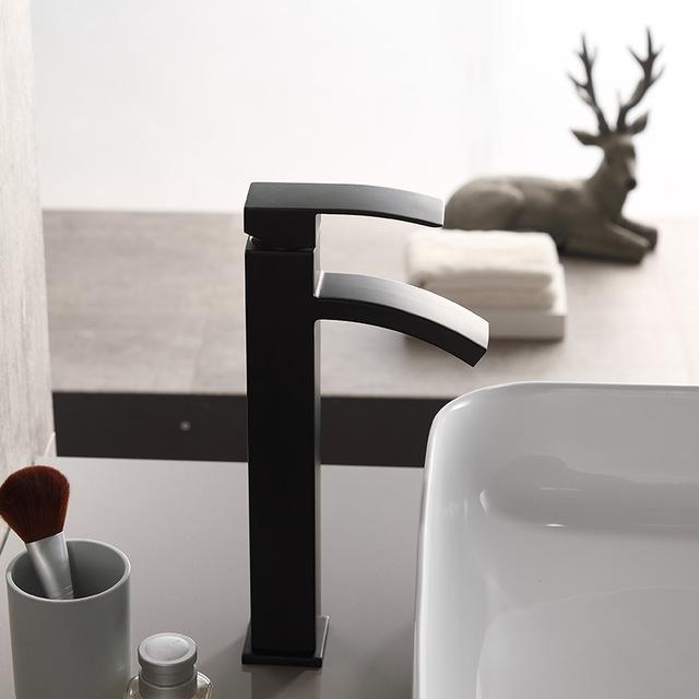 Waterval Wastafel Kraan Water Mengkraan Badkamer Kraan Zwart Wastafel Water Wastafel Kranen Bad Kraan Kraan: Black tall
