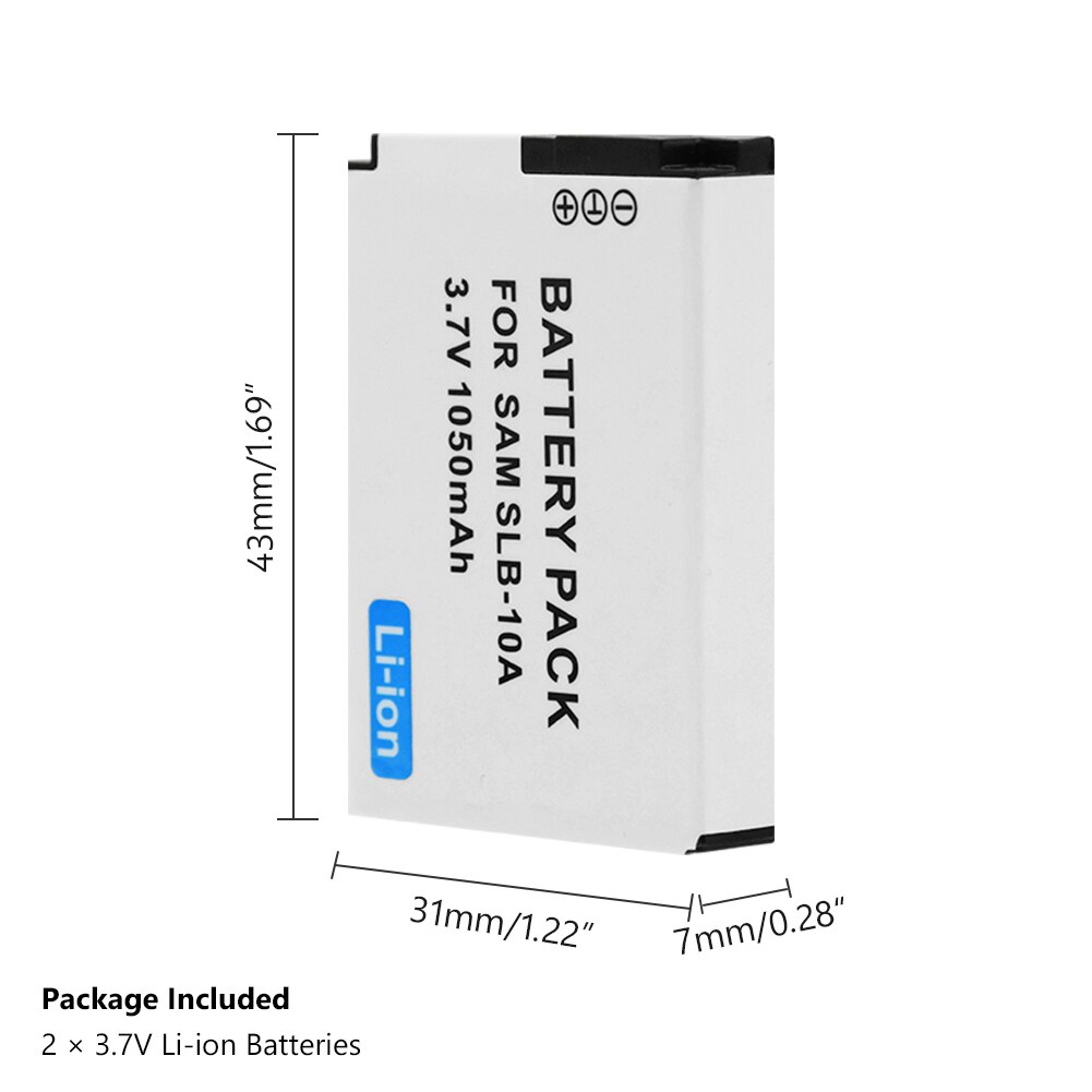 SLB-10A de batería de la cámara para Samsung P800 PL60 PL65 PL70 HMX-U10 SAC-47 NV9 TL9 Samsung SL102 SL202 SL310 SL420 SL502 SL620