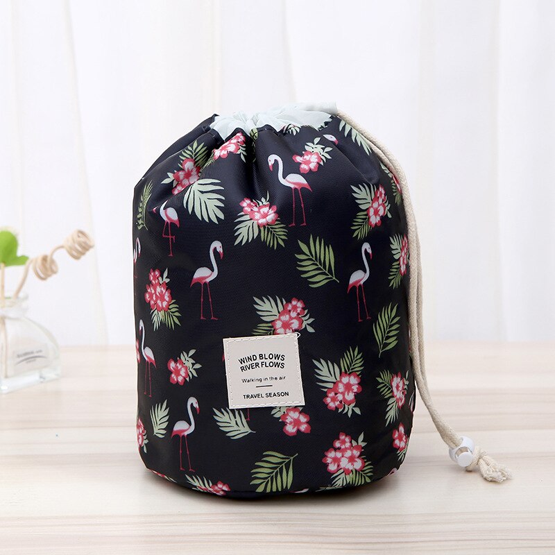 1Pc Ronde Waterdichte Bloemen Toilettas Flamingo Cosmetische Bag Travel Organizer Make Case Toilettas Make-Up Voor Vrouwen Dame Doos