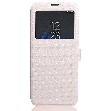 Abdeckung Telefonkasten Für Samsung Galaxy S8 Plus SM S8 + G9550 Flip Pu-leder tpu Shell S8 ZOLL-G9500 Fenster Ständer Raute Holster tasche: For Samsung S8 Plus / White