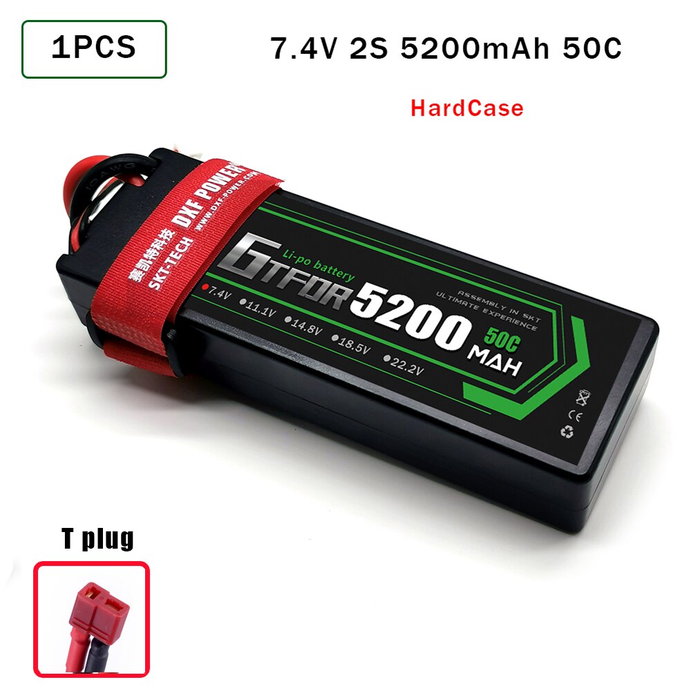 GTFDR 5200mAh Lipo Battery 7.4V 50C 2S LiPo RC Battery Deans XT60 EC5 for RC Evader BX Car Truck Truggy Buggy Helicopt: 1PCS5200HARDDEANS