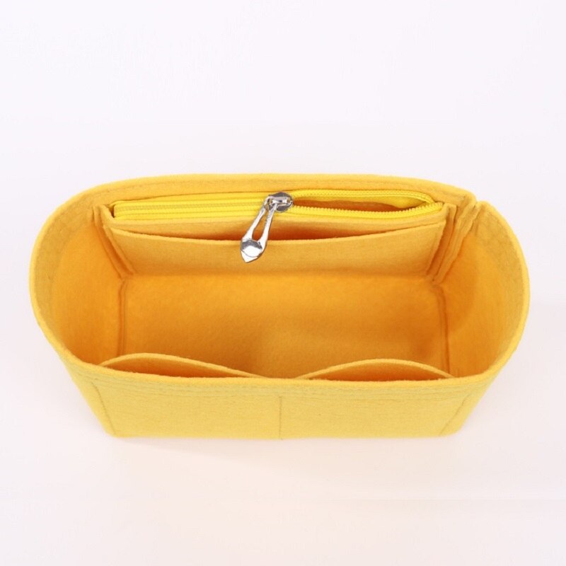 Til gg børn taske filt klud indsætte taske arrangør makeup håndtaske arrangør rejse indre taske bærbare kosmetiske tasker: Sidezip gul