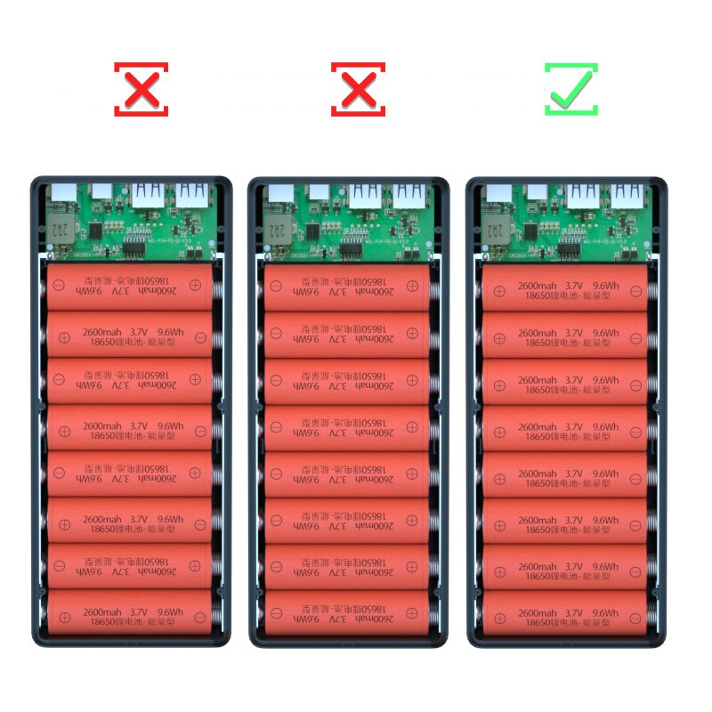 16*18650 batteri power bank taske oplader boks holder dobbelt usb lcd display support hurtig &amp; trådløs opladning til iphone 13 xr 12