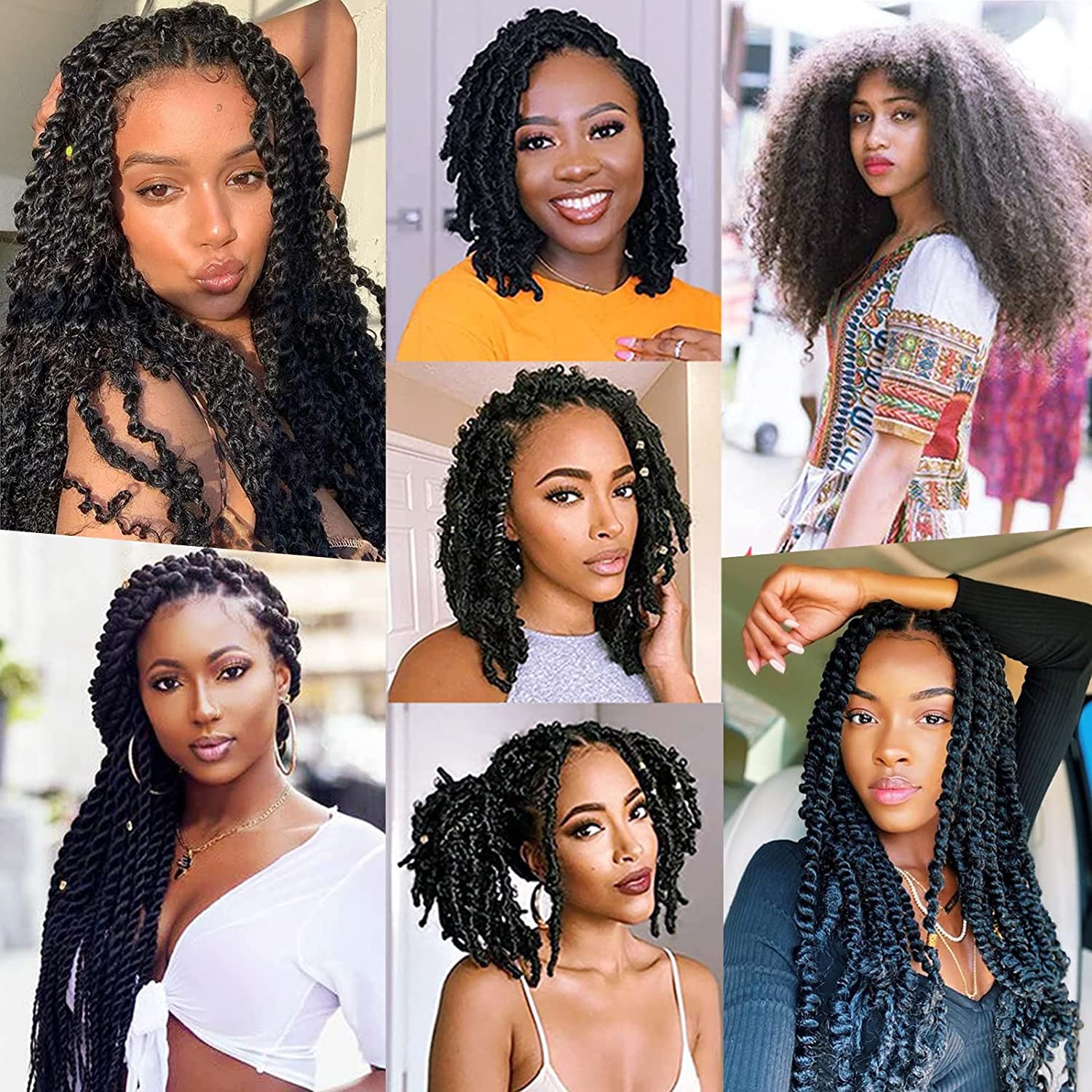 Cheveux Afro torsadés élastiques, 1/3/8 paquets de cheveux tressés Marley torsadés pré-séparés, adaptés aux cheveux synthétiques crépus Afro torsadés endommagés