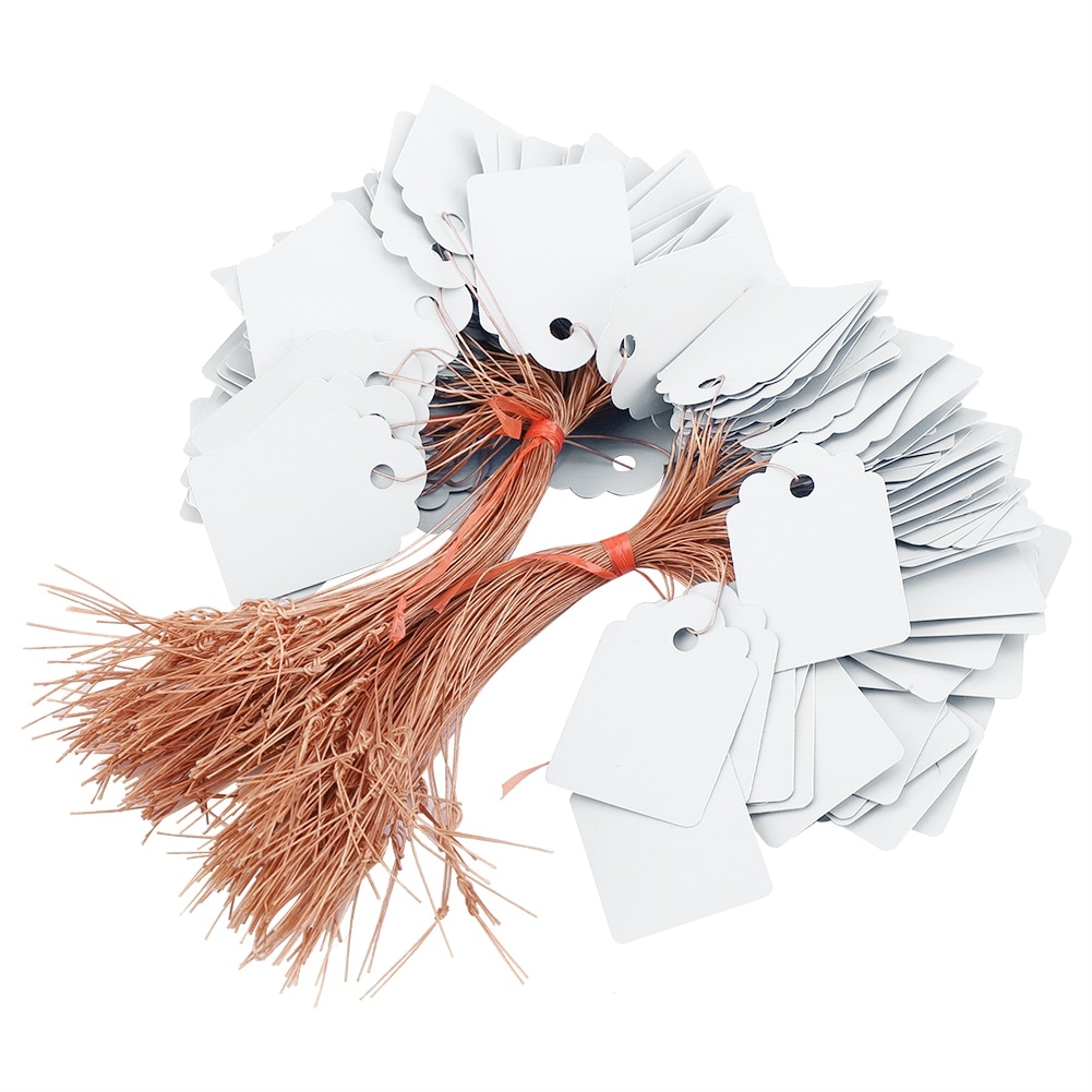 Genanvendelige 200 stk planter hænge tag etiketter såning have urtepotte plastik tags nummerplade hængende pvc haveredskaber: Hvid