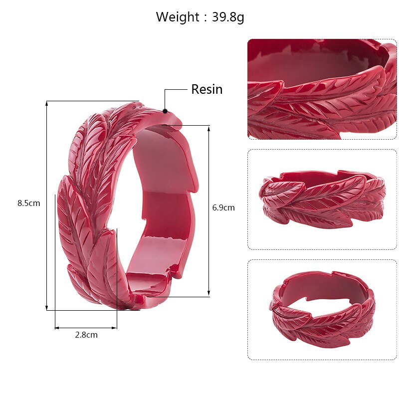 GuanLong Resin Carved Floral Plant Leaf Bangles Brand Bracelet Puseira Jewelry