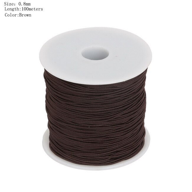 Dia cordon élastique rond en perles de 0.8/1.2/1.5mm, fil extensible, ficelle/corde pour fabriquer des colliers, Bracelet, fourniture de matériel bijoux à bricoler soi-même: Brown  100m