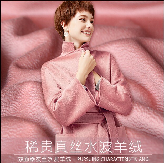 Luxe roze cashmere stof water wave dubbelzijdig zijde kasjmier wollen stof kasjmier doek