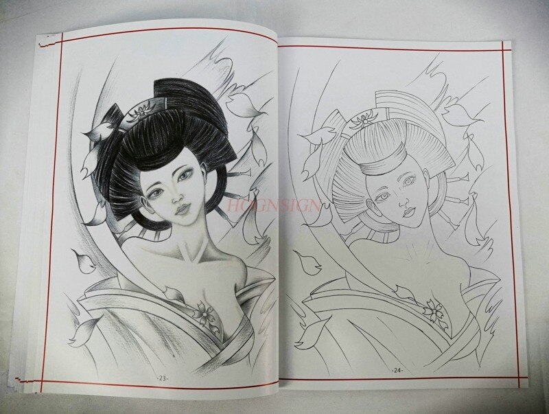 Livre de tatouage, cahier de tatouage, manuscrit huadam Geisha, bras de fleur, plein dos, tatouage classique, de nouveaux livres de tatouage