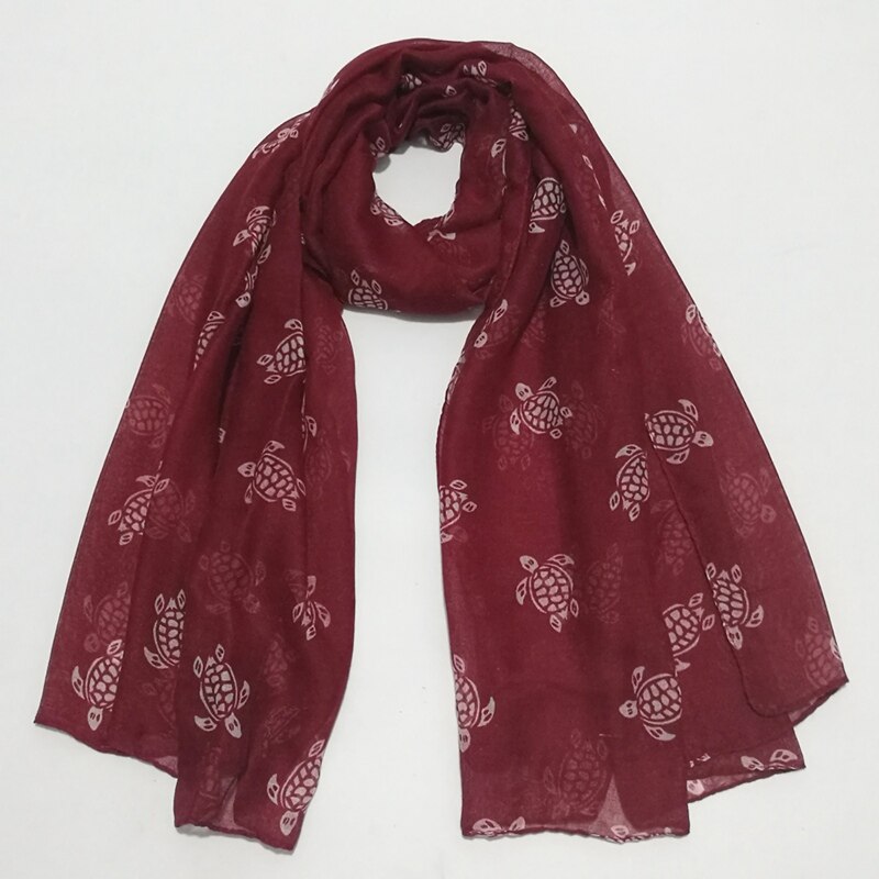 Bufanda Animal bufanda nueva Primavera Pañuelo de viscosa para mujeres tortuga de mar imprimir chales y bufandas: Rojo