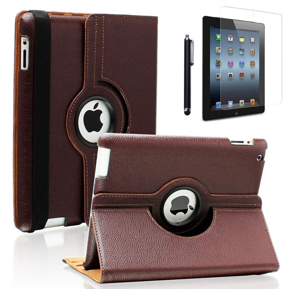 CucKooDo 360 Degree Rotating Stand Smart Case Cover for iPad with Retina Display (iPad 4th), For the iPad 3 & iPad 2: Brown