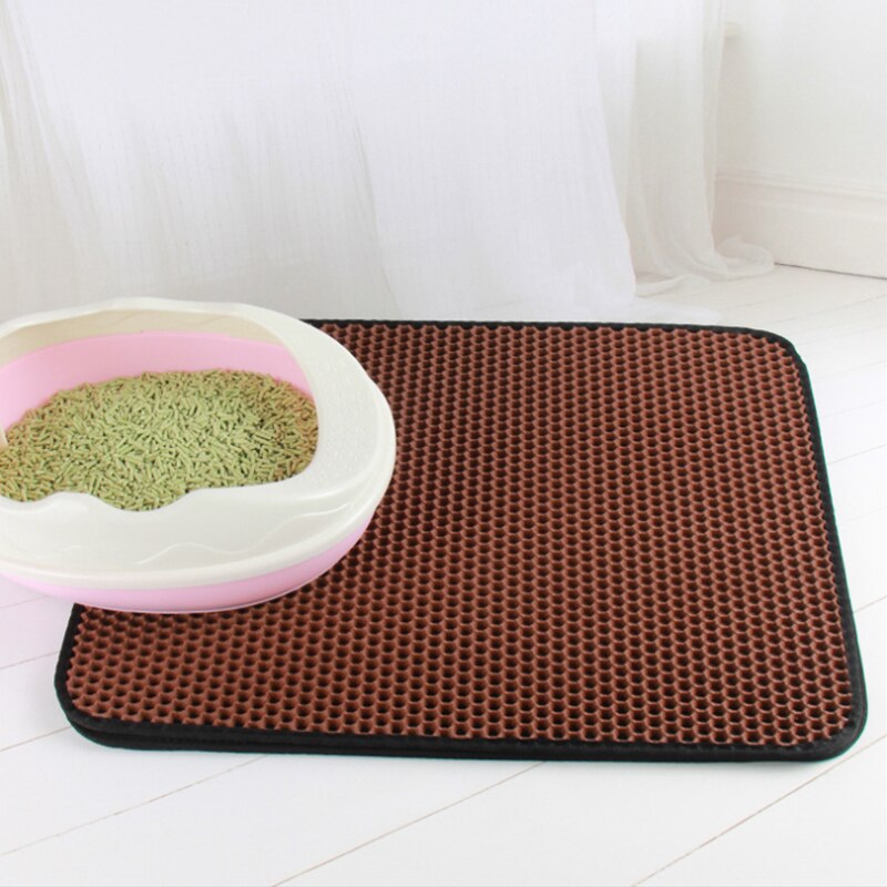 Pet litter mat with Double layer waterproof clean pad accessories for dog cat toilet: Brown / XL 55x75cm