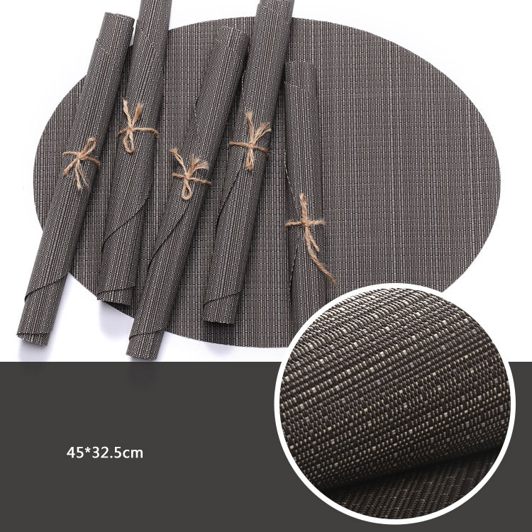 Oval Placemats Set of 4,PVC Vinyl Weave Place Mats,Wipeable Dining Table Placemats,Heat Resistant Table Mats,Indoor and Outdoor: DARK GRAY