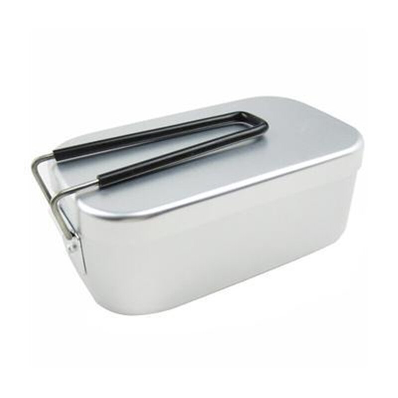 Aluminum Alloy Rectangular Lunch Box Foldable Handle Metal Bento Food Picnic Container For Outdoor Travel Camping Picnic: Default Title