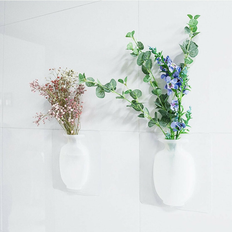 Indoor Wall Hanging Rubber Silicone Vase Flower Pots Plants Vertical Container Water Bottle Home Gardening Decoration Supplies