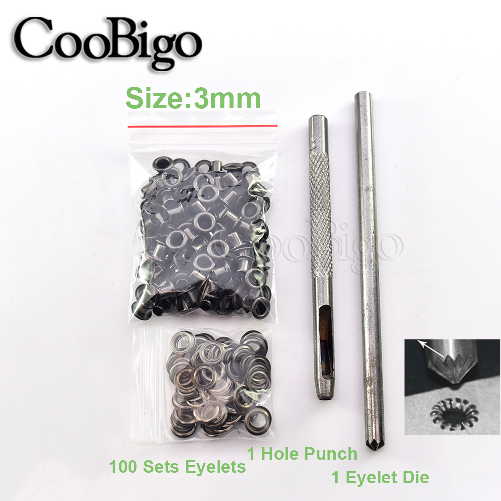 Kit de herramientas para ojales de metal, herramienta de instalación de punzones para ropa de cuero, zapatos, cinturón, cortina, accesorios para manualidades DIY, color negro: Cobre envejecido
