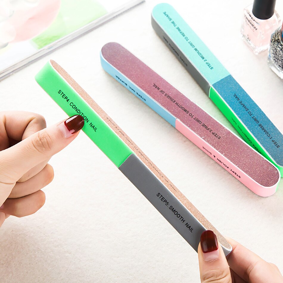 Viinuro 3 Stks/set Zes-Zijdige Nagelvijlen Polijsten Tool Creatieve Afdrukken Professionele Bestand Nail Voor Nail Art Schuren Nail buffer