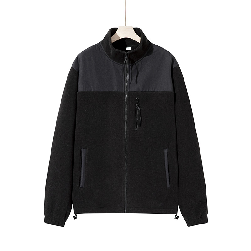 Chaqueta Polar cálida de invierno para hombre y mujer, abrigo Polar de doble cara, sudadera informal de felpa a prueba de frío, Color de empalme que combina con todo: XXXL / Negro