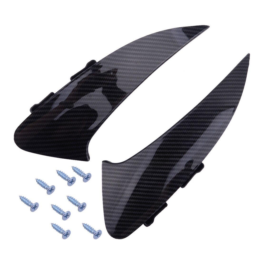 2 Sets Carbon Fiber Style Rear Bumper Spoiler Side Canard ABS Fit for