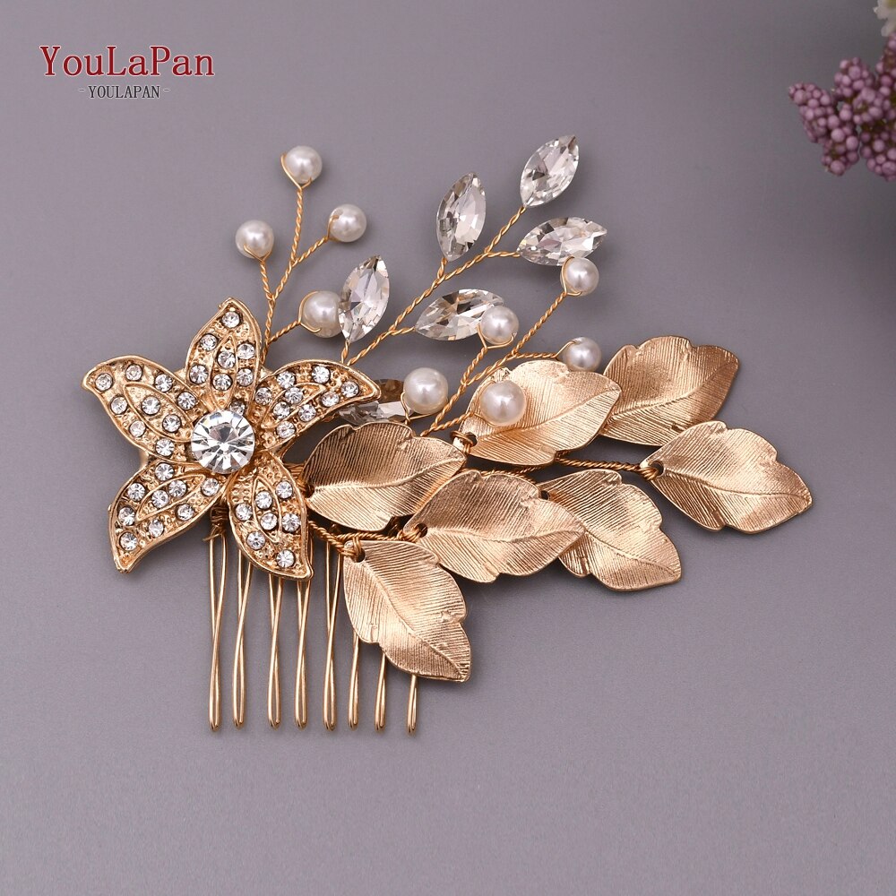 Youlapan HP307 Bruiloft Haar Accessoires Vrouwen Bruids Haar Band Kam Gouden Kam Haaraccessoires Voor Bruiloft Bruiloft Haarspelden