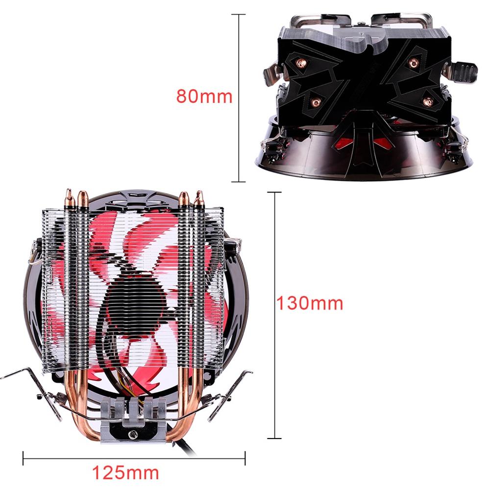 Rød og blå cpu kjøligere kobber dobbelt varmepipe cpu radiator rote tårn cpu fan til intel 775/1155/1156/1151/1150/1366 amd