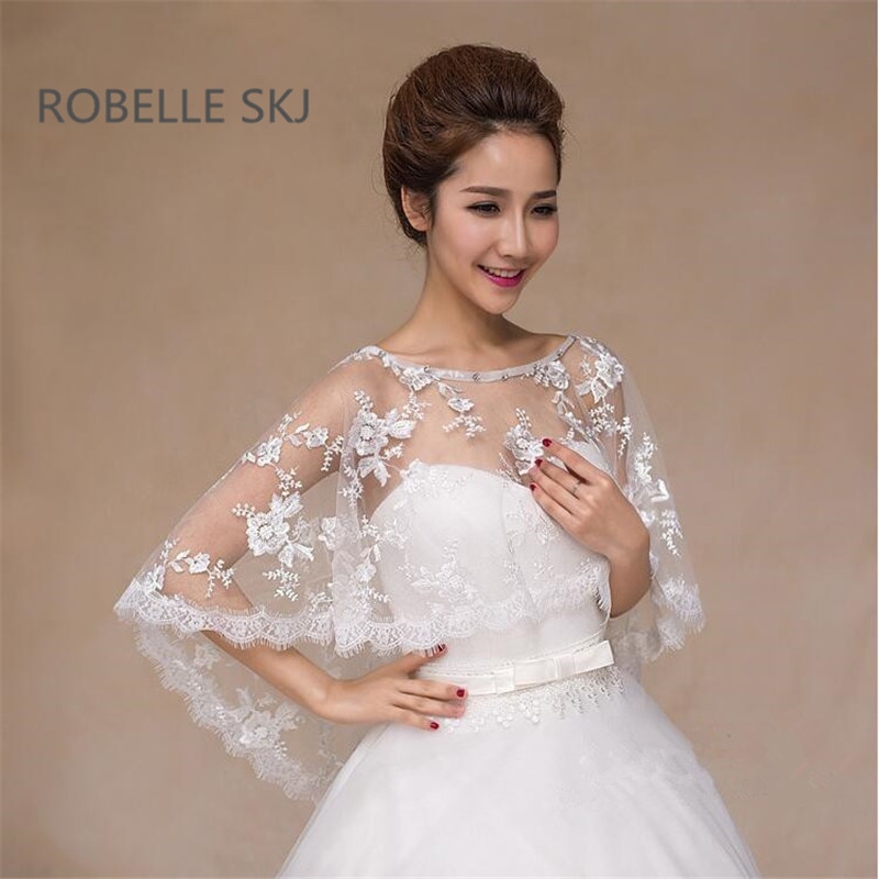 ivoire rouge mariée dentelle veste boléro cristal Cape bas avant Long dos femmes haussement d'épaules châles accessoires de mariage taille unique