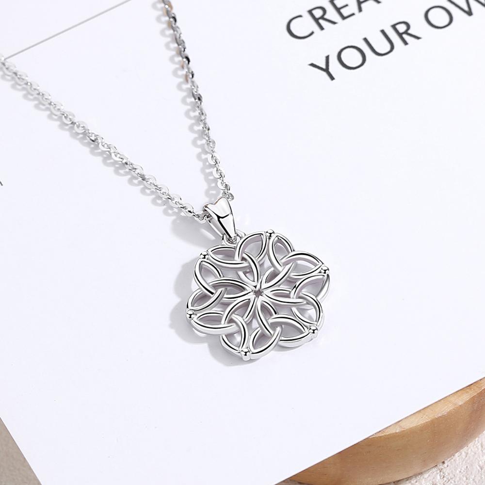 EUDORA – collier pendentif fleur de vie en argent Sterling 925, avec nœud celtique, bijoux à la pour femmes, d'anniversaire D416
