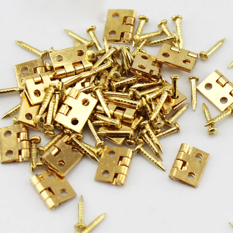 20pcs8mm*10mm cabinet door hinge brass mini hinge small decorative jewelry wooden box furniture accessories