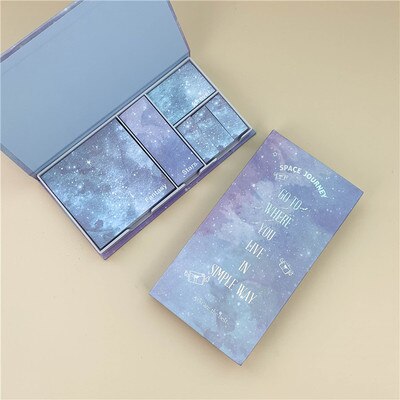 Creatieve leuke doos mode memo sticker Sticky Notes doos verpakt bericht paster: Blauw